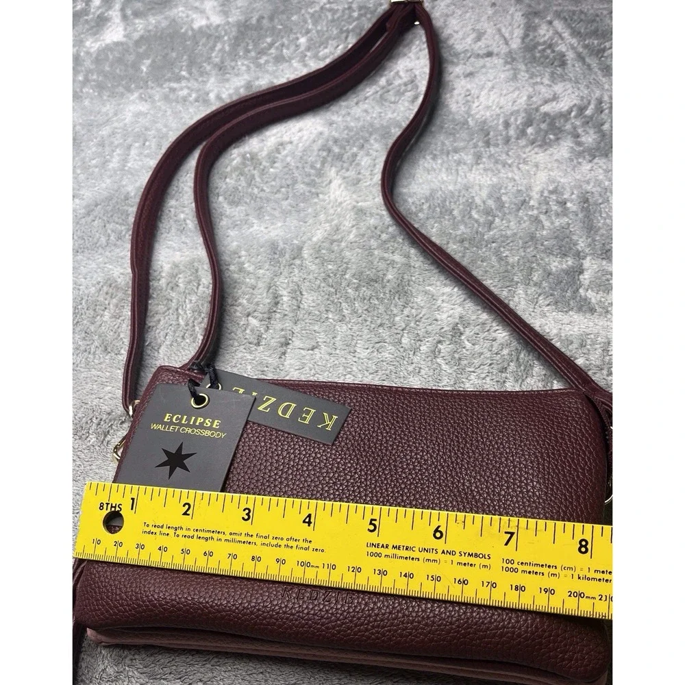 KEDZIE Eclipse Convertible Purse Wallet‎ Crossbody Bag Vegan Leather Brown
